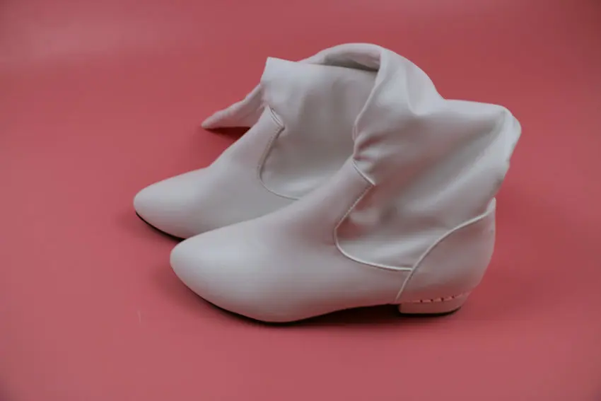 QUTAA/ г. Элегантные белые ботфорты на низком квадратном каблуке Женская обувь теплые ботинки с круглым носком Повседневная обувь зимние сапоги размер 34-43