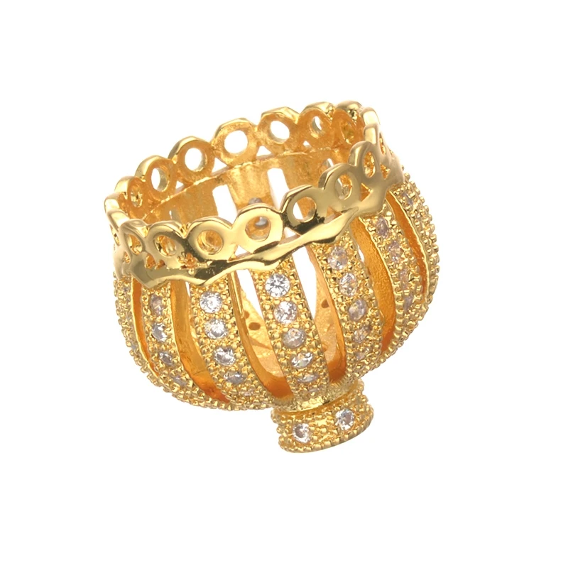 Supplies for jewelry Wholesale Big Size 21mm*18mm Copper Metal Zircon Crown Tassel Caps Pendant