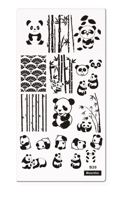 Mezerdoob20 1 шт. прямоугольник штамп шаблон ногтей пластины панда/механические шестерни/единорог/русалка шаблон маникюрная пластина с изображениями для нейл-арта 10 видов конструкций - Цвет: Mezerdoob20