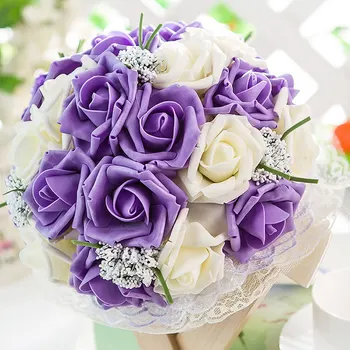 Rose Flowers Wedding decoration 10 Heads 5 Heads 8CM Artificial PE Foam Bride Bouquet Home Wedding flower Fake Flowers