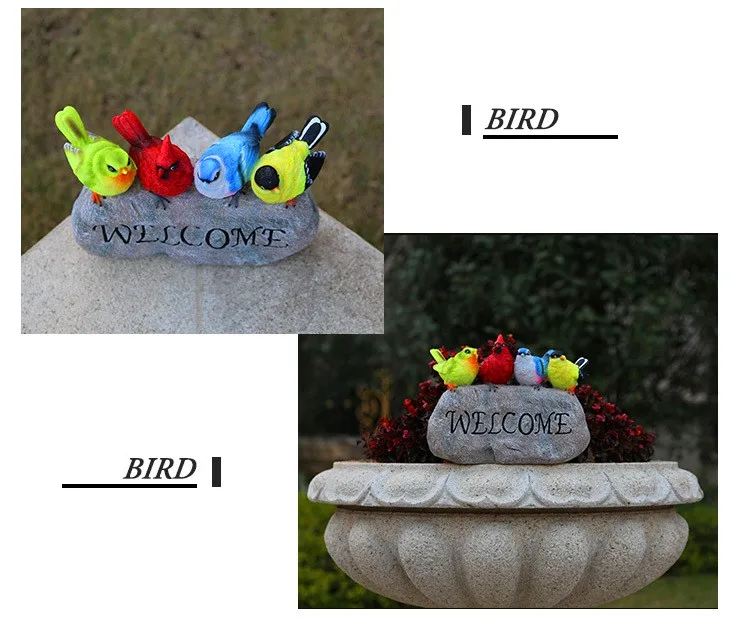 Статуэтки с птицами из смолы, миниатюрные фирменные украшения для сада, скульптура для сада
