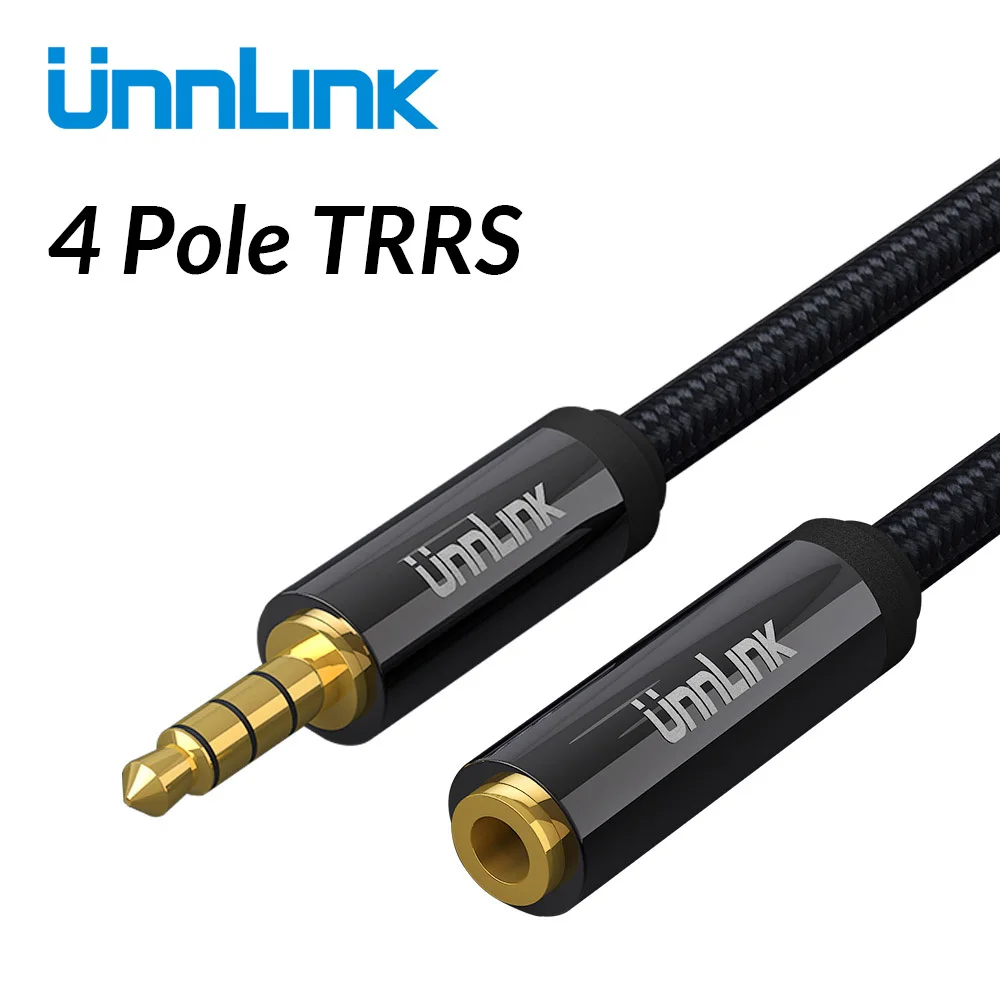 Unnlink HIFI 4 Pole TRRS 3.5mm Jack Aux Cable Extender Extension Cable