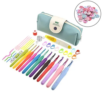 

New Crochet Hooks Set Colorful Soft Handle 2.0-8.0mm Crochet Needles Yarn Weave Needles For Knitting DIY Sewing Set For Mom Gift