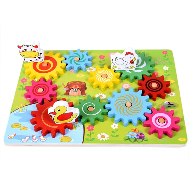 Children's Animal Gear Rotary Game Combination Interesting Puzzle Wooden Toys Wholesale Gear Toy 2