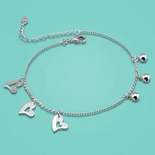 De las mujeres 925 tobilleras de plata esterlina lindo en forma de Corazón colgante de joyería de moda de verano de la señora Sólida cadena de plata regalo de cumpleaños