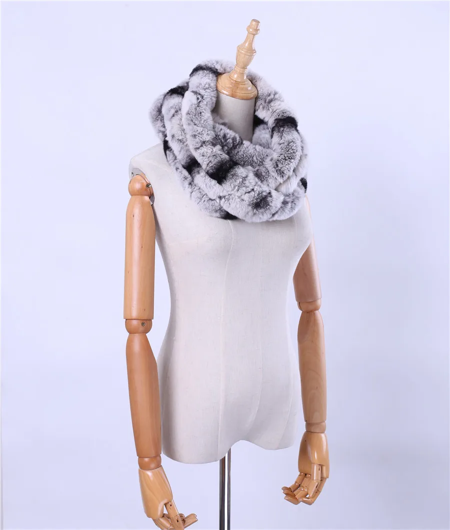 Новинка, зимний женский настоящий шарф из меха кролика Рекс, бесконечный шарф-хомут, меховые шарфы, уличная мода, хороший подарок