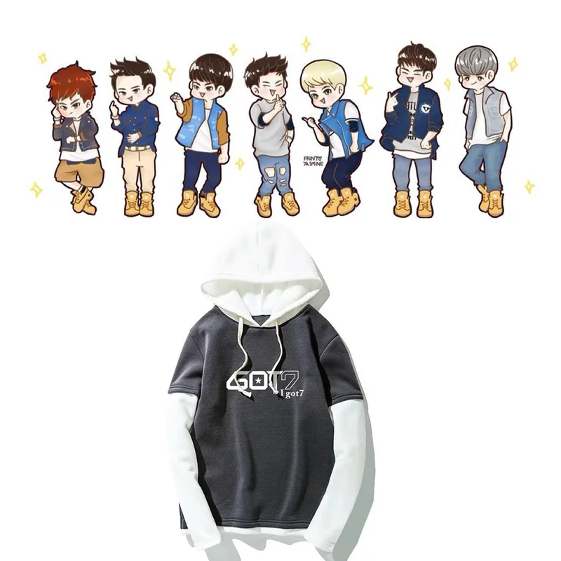 

GOT7 around the same printed long-sleeved sweatershirt New style winter hooded sweater Korean version jacket