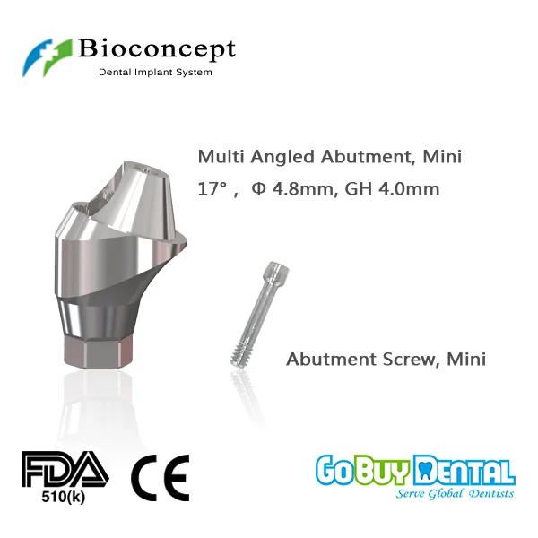 Osstem TSIII и Hiossen ETIII Совместимость Hex Mini Multi-угловой абатмент D4.8mm, десен высота 4,0 мм, угловой 17 (337150)