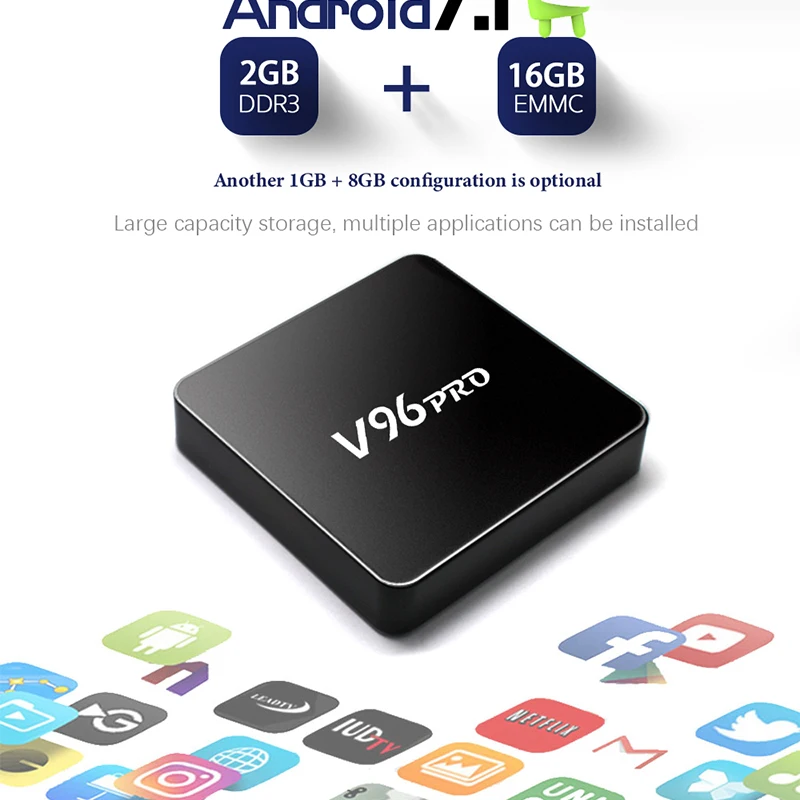 V96PRO ТВ приставка OS Android 7,1 Amlogic S905W 2 Гб 16 Гб Смарт ТВ приставка с поддержкой 4k IP tv H.265 ТВ приставка