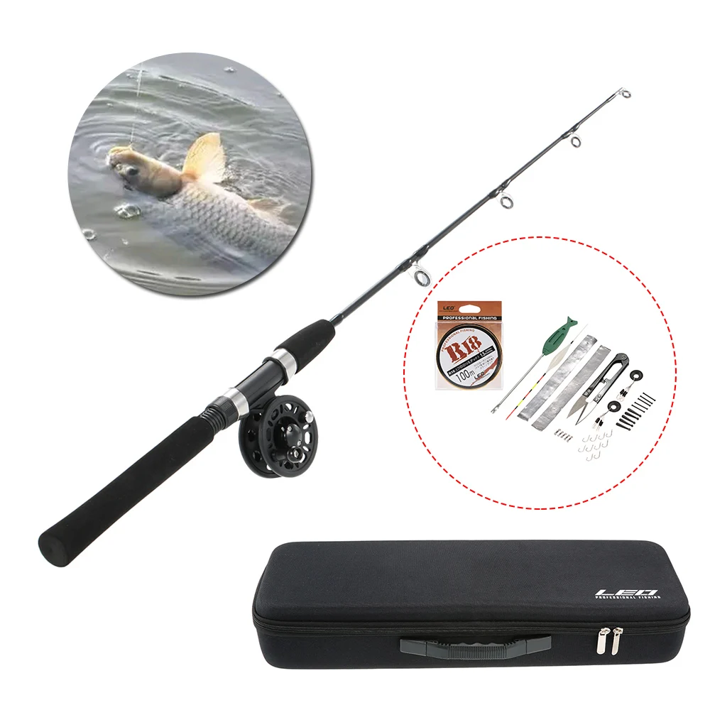 المحمولة الصيد بكرة قضيب كومبو مجموعة الجليد الصيد قضيب كيت مع 100 m خيط صنارة الصيد الصيد الاكسسوارات تعالج عدة