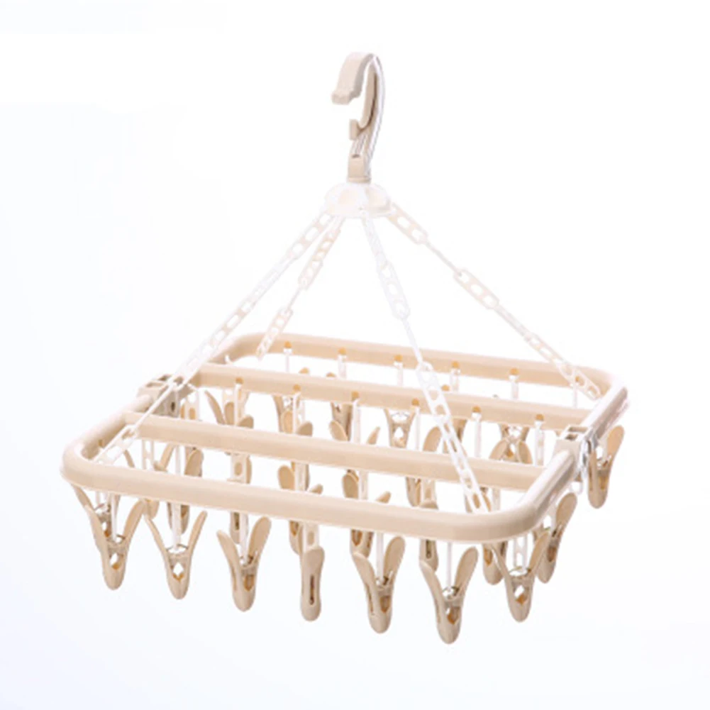 

32 Pegs Washing Laundry Dryer Underwear Multifunctional Socks Hanging Rack Flexible Folding In/outdoor Hanger