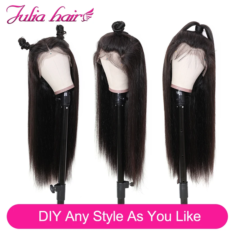 Ali Julia Hair13×4 13 × 6 прозрачные кружевные передние человеческие волосы парики для женщин бразильские прямые волосы парик 150% 180% плотность Remy