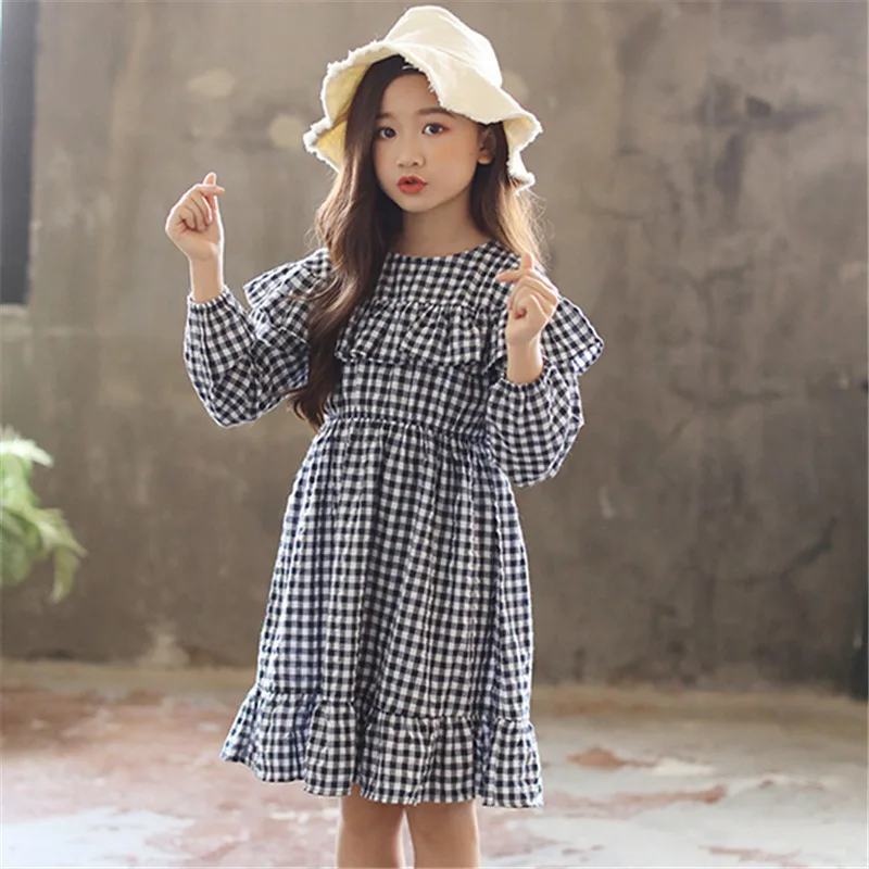 

Cotton ruffled school big girl dress long sleeve children's dress girl fashion kids clothes 2019 autumn and winter