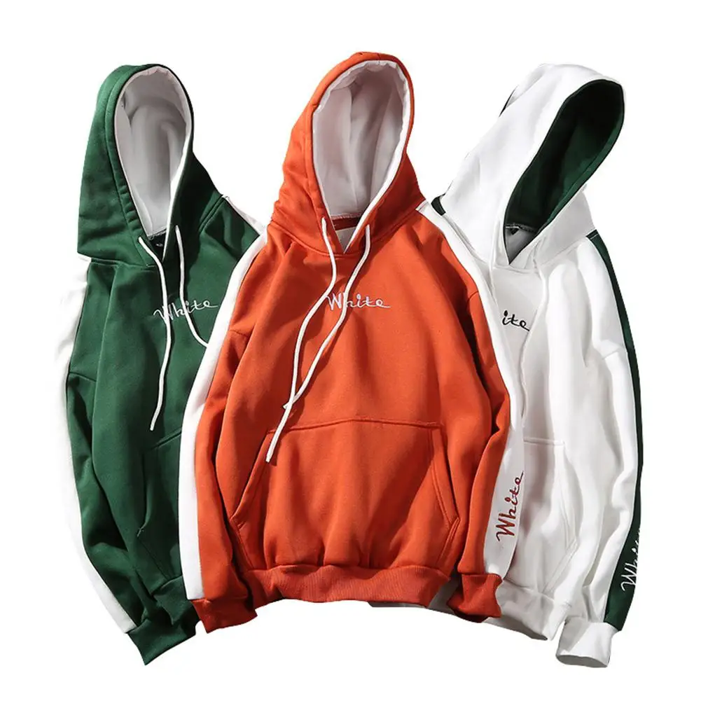 

Men Fashion Embroidery Hoodies Sweatshirt Long-Sleeve Matching Color Casual Coat Top Streetwear Spring Plus Size Pullover Hooded