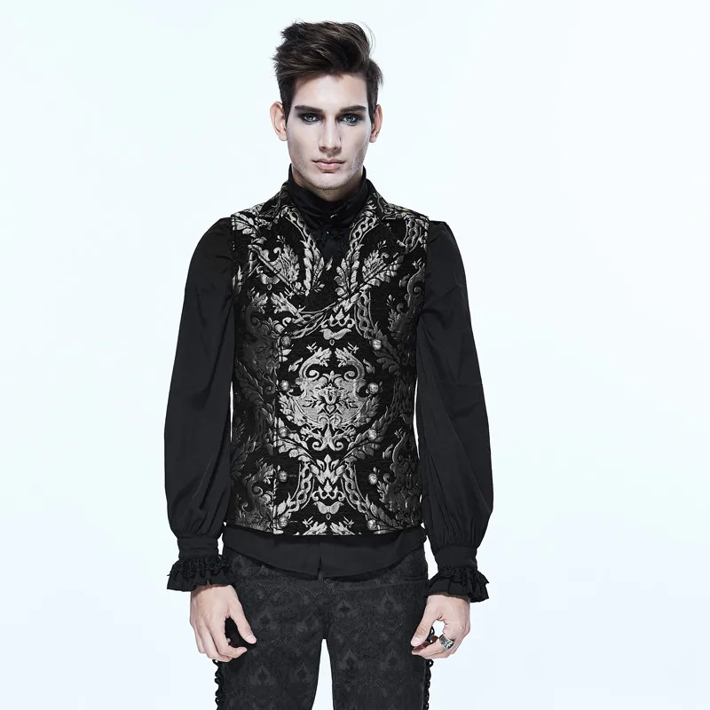 

Steampunk Men's Waistcoats Embroidery 2 Color Vest Palace Retro Lapel Double Breasted Gentleman Elegant Vest