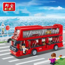 Model building kits compatible with lego double decker bus 3D blocks Educational model building toys hobbies