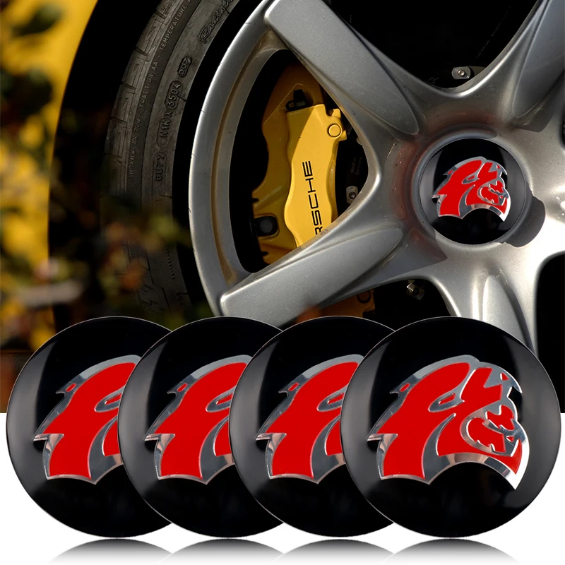 

Car Styling 4pcs 56mm Aluminum Car Wheel Center Hub Cap Sticker decoration badge For Dodge Demon Srt HELLCAT Challenger