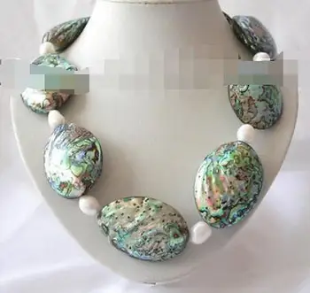 

stunning big 55mm baroque green sea shell white pearl necklace s1225