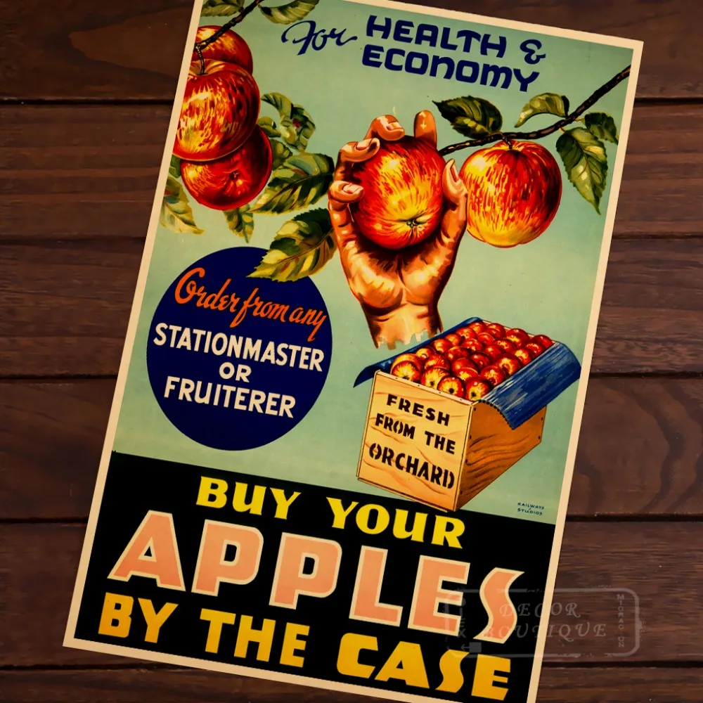 

By your Apples Turnbull Ephemera New Zealand NZ Vintage Retro Canvas Painting Frame Poster DIY Wall Home Posters Home Decor Gift