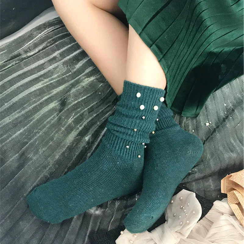 [COSPLACOOL] Модные перламутровые блестящие теплые носки ручной работы женские хлопковые шелковые цветные блестящие носки осень/зима Calcetines Mujer Gif