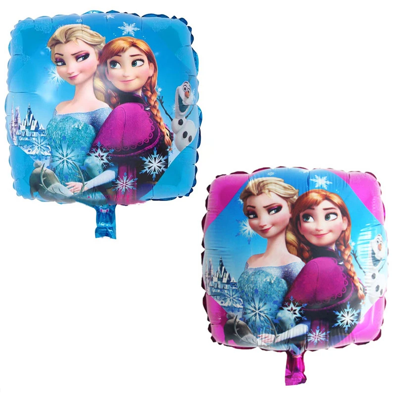 1 Pieces Dessin Anime Elsa Anna Reine Des Neiges Princesse Carre Feuille Ballon Bebe Douche Fete D Anniversaire Ballons De Mariage Ballons Decoration Aliexpress