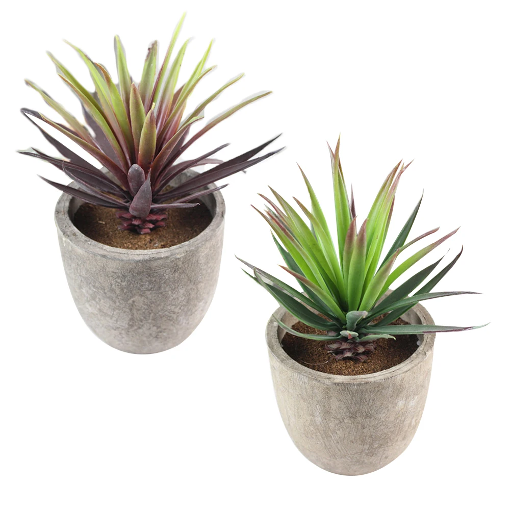 

2pcs/Pack Retro Bonsai Artificial Succulents Simulation Green Plants Creative Fake Potted Bonsai Decor For Home Office