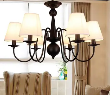

LED Rustic American Style Linen Lampshade Free Shipping Chandelier For Bedroom Living Room Foyer Study Hotel Room