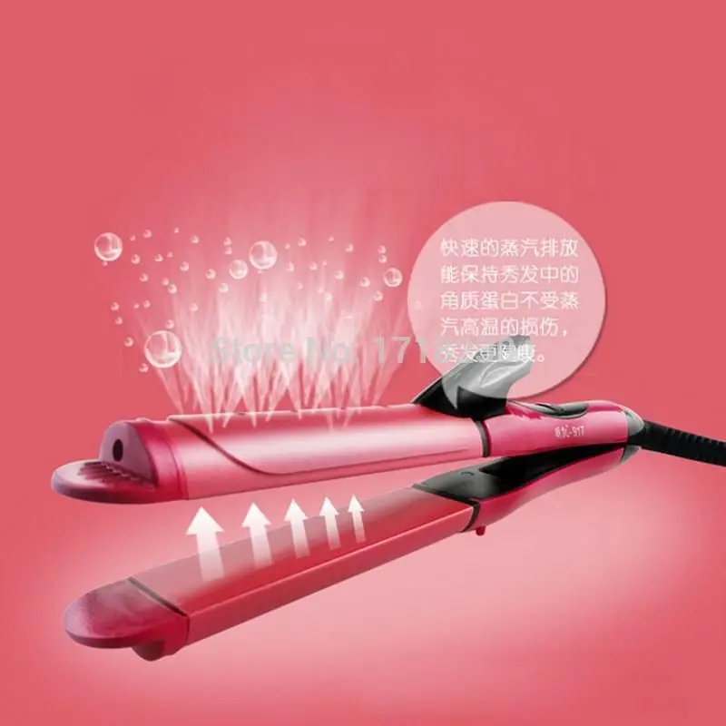 Salon Portable Curler Straightener Dry Wet 2 in 1 Hair Iron Curling Ceramic Wave Salon Styling