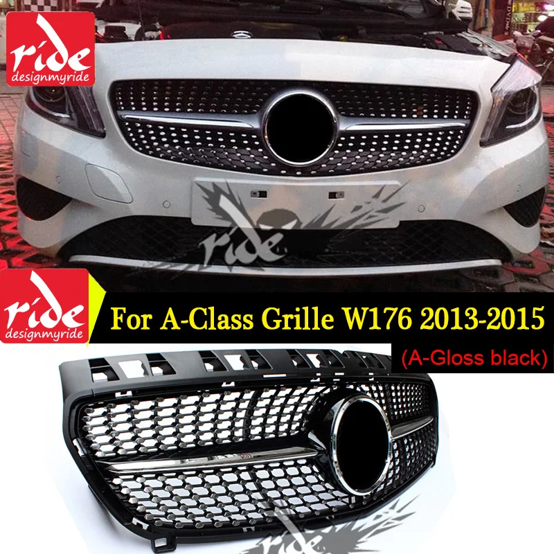 W176 Diamond Front Grille Gloss Black Without Emblem Badge Abs Replacement 2013 15 A Class W176 A180 A250 A200 A45 Front Grille Diamond Grill Grills Diamondw176 Diamond Grill Aliexpress