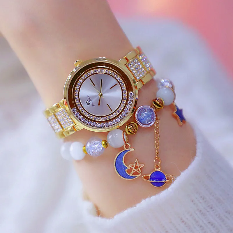 

New Hot Selling High-end Linked Watch Can Be Customized Mobile Rhinestone Without Digital Dial Rhinestone Strap Ladies Watch