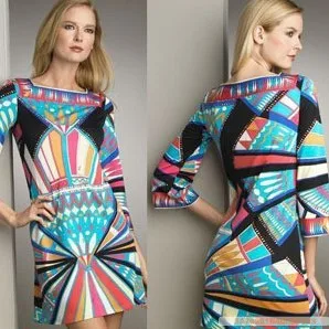 

Party Dresses Special Offer Silk None Epucci New Arrival Geometry Print Fashion Normic Colorful Elastic Knitted Slim Dress