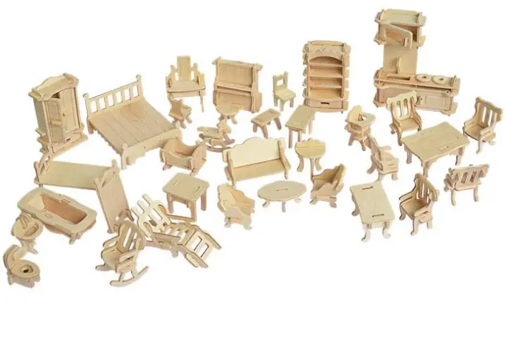 Игрушечная мебель модель 3d Трехмерная деревянная головоломка игрушки для Детский Набор для творчества ручная работа деревянная