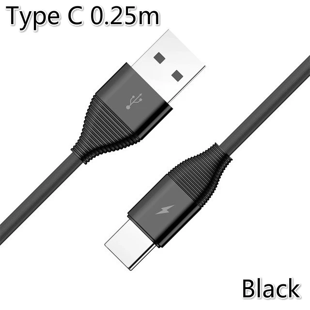 Usb type-C кабель для зарядки samsung Galaxy S10 S9 S8 Xiaomi Note 7 huawei Mate20 Usb-c type-c Быстрая зарядка дата USBC короткий шнур - Цвет: Black 0.25m