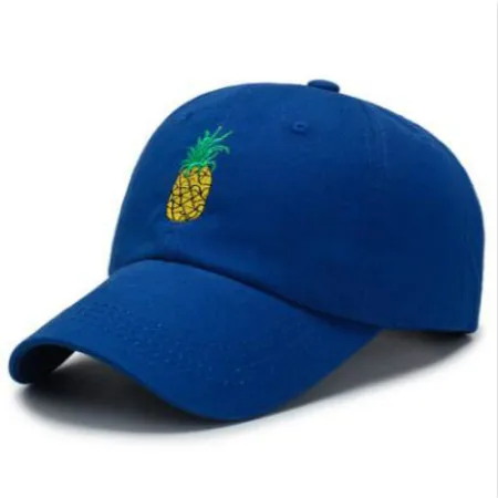 Вышивка ананас папа шляпа кепки для женщин Регулируемый хлопок фрукты Мужская Бейсболка Хип Хоп Лето Snapback K поп спортивные - Цвет: blue