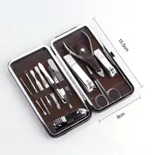 12 шт./компл. маникюрные инструменты для дизайна ногтей набор клипер для ногтей Ножницы Пинцет Нож маникюрные наборы каменный узор чехол для маникюра