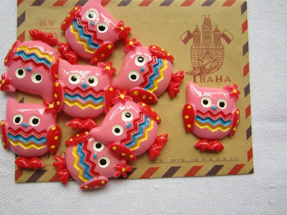 

Rena!! Min.order $6 (mix order), Resin Kawaii Pink Owl for Hair Bow Center Scrapbooking Phone Deco DIY (24*28mm), Free Shipping
