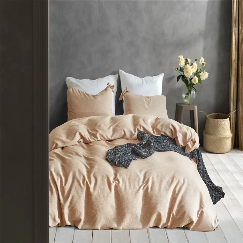 

Linen Yellow Solid Color Polyester Fiber Spinning Cotton 2/3pcs Pillowcase Duvet Cover Set Bedding Sets USA Queen King Twin Size