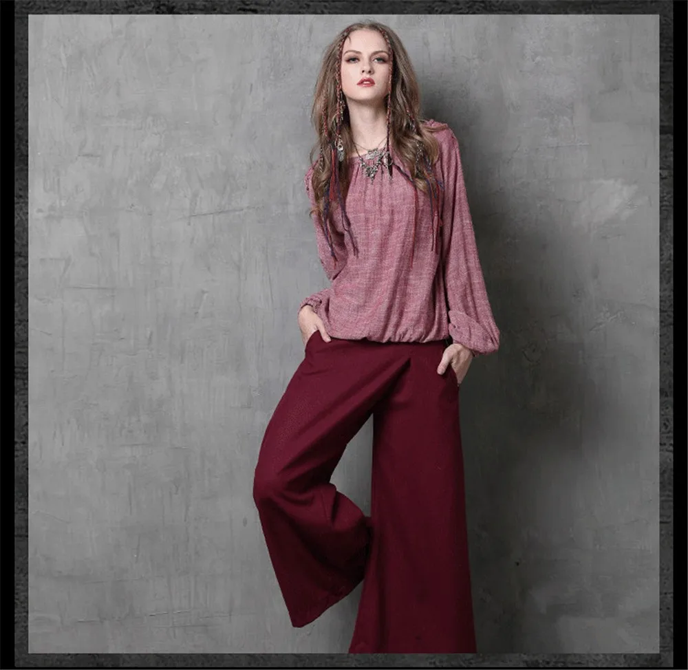 Vintage Loose Women Blouse High Quality Cotton Linen O-neck Women Shirt Lantern Long Sleeve Blusa Feminina Loose Elegant Shirt (9)