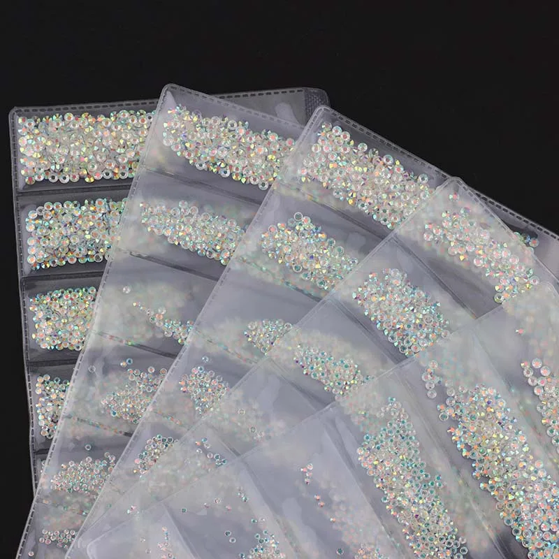 

SS3-SS10 Transparent AB About 1728Pcs Shiny Nail Art Non Hotfix Flatback Glue On Rhinestones For DIY Nail Art Jewelry