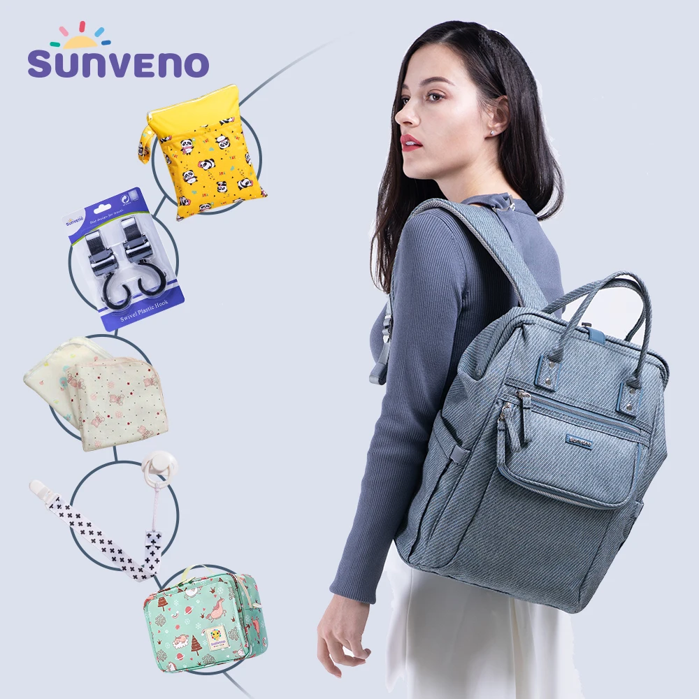 

6 in 1 Combined Gift Pack Diaper Bag Pregnant Women Mummy Travel Nappy Bag Large Capacity