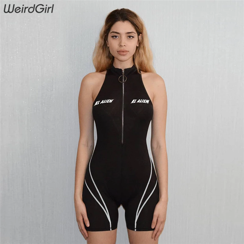 Weirdgirl النساء بذلة اللياقة البدنية طباعة نحيل ارتداءها ملابس رياضية الياقة المدورة أكمام عارضة مخطط السروال القصير جديد