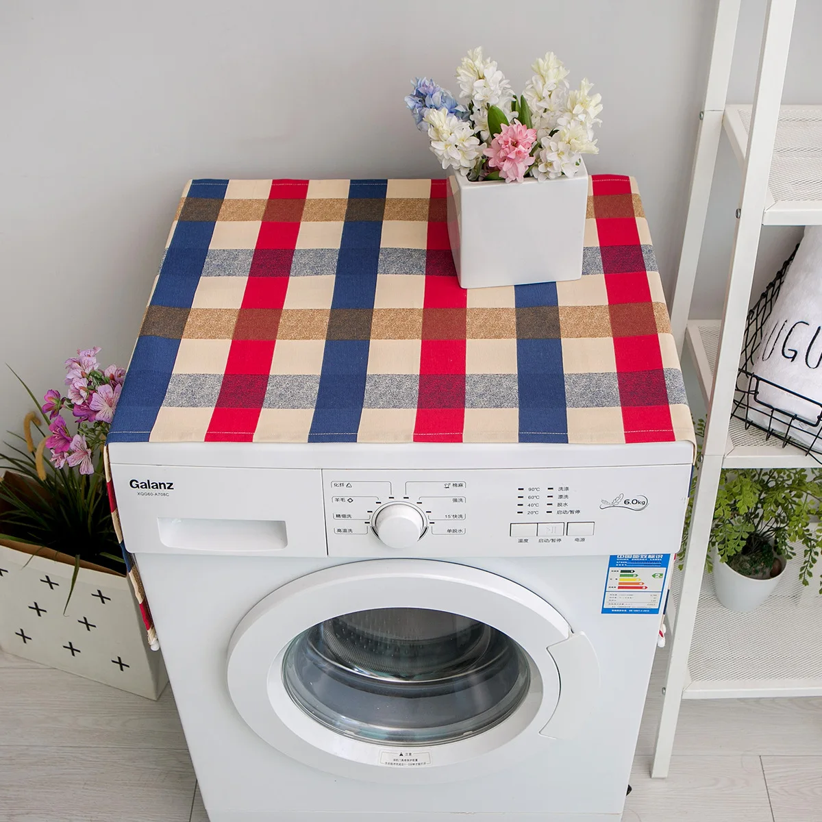 Red and blue rice rough Refrigerator cover