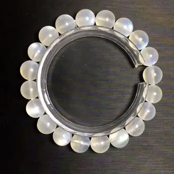 

9.9mm Natural White Moonstone Bracelet For Women Men Love Gift Charm Stretch Gemstone Crystal Round Beads Fashion Bracelet AAAAA