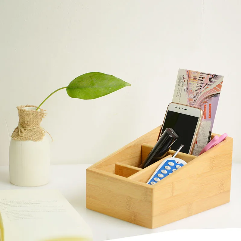 

Home &Garden Multifunction Bamboo Storage Boxes & Bins Creative Wood Box Pencil Vase Desktop Storage Case Office Desk Organizer