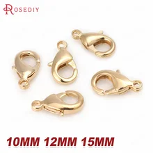 20 шт. 10 мм 12 мм 15 мм 24 к позолоченные латунные застежки для омаров соединения застежки высокого качества для изготовления ювелирных изделий