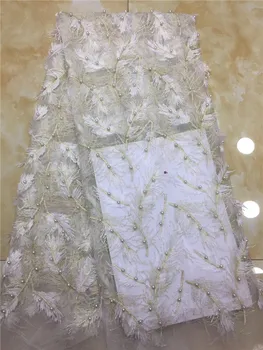 

peach shine ribbon embroidery french lace fabric African tulle lace Nigerian wedding sewing fabric with flat smooth beads white