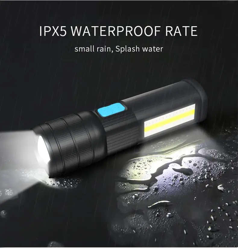 Многофункциональный светодиодный фонарик T6/L2/P90 5200 мАч с COB матрицей красный