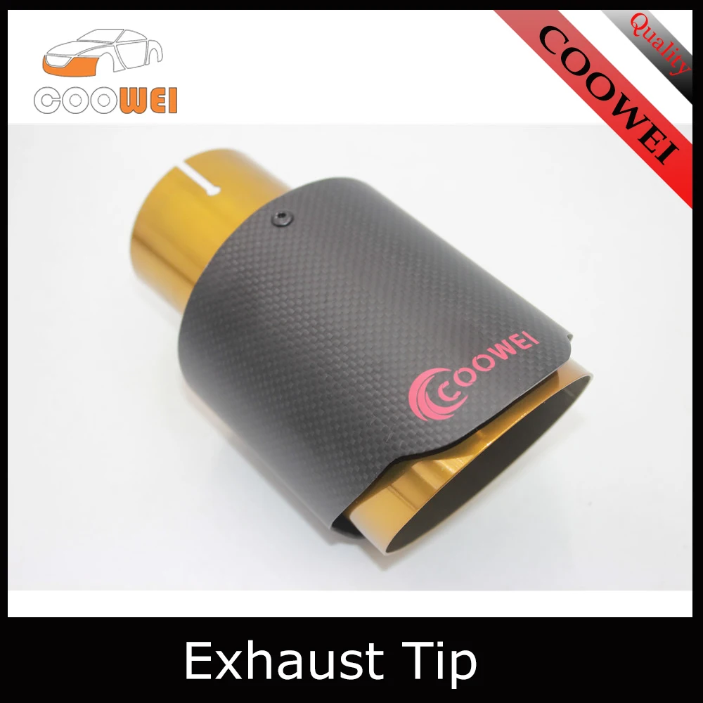 

COOWEI 63mm /89mm Styling Carbon Fiber 304 Stainless Steel coowei golden Exhaust Tip