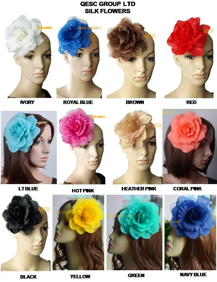 15 см Шелковый цветок для millinery/sinamay шляпа/шляпка для церкви/чародейка, с брошь, заколка для волос, 12 цветов