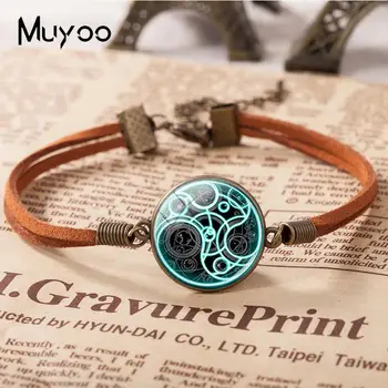 

2018 New Steampunk Leather Bracelet Uk Movie Dr Doctor Who Bomb Bracelets Glass Dome Hand Craft Jewelry